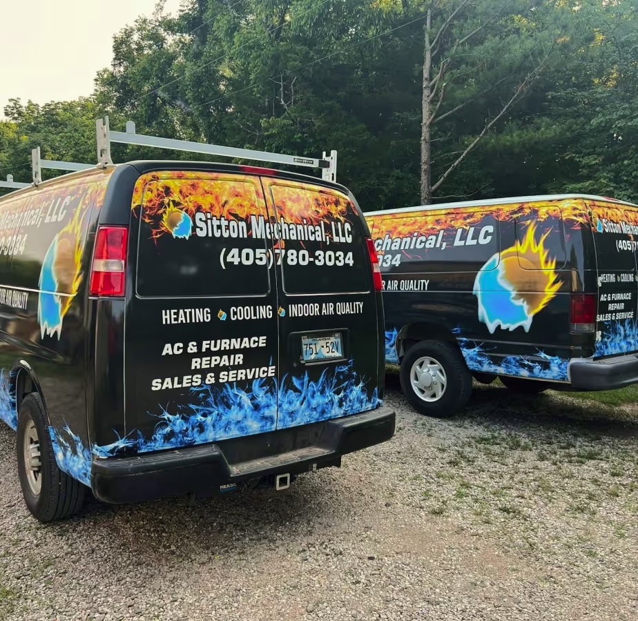 A Sitton Mechanical technician on a service call in Stillwater, Oklahoma